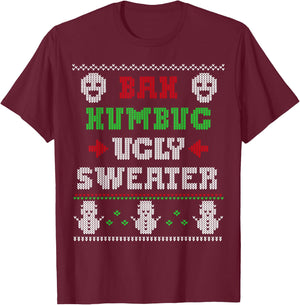 Bah Humbug Skull Santa's Favorite Christmas Pajama Sweater T-Shirt - T-Shirt | Maroon