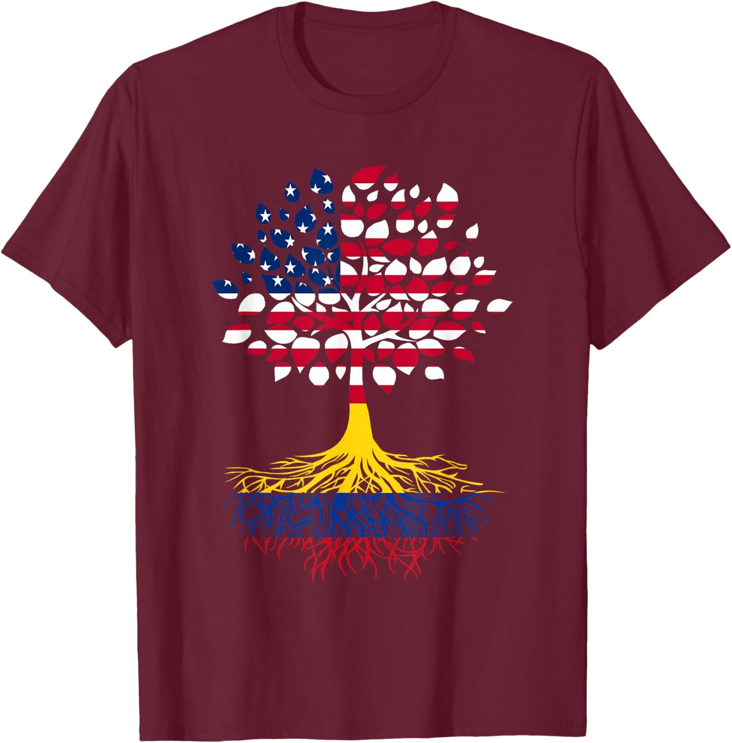 American Flag with Colombian Roots T-Shirt - T-Shirt | Maroon
