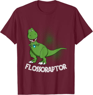 Flossoraptor Funny Dental Hygienist Dinosaur Lover T-Shirt - T-Shirt | Maroon