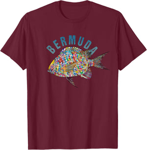 Bermuda Beach Design / Souvenir Illustration T-Shirt - T-Shirt | Maroon