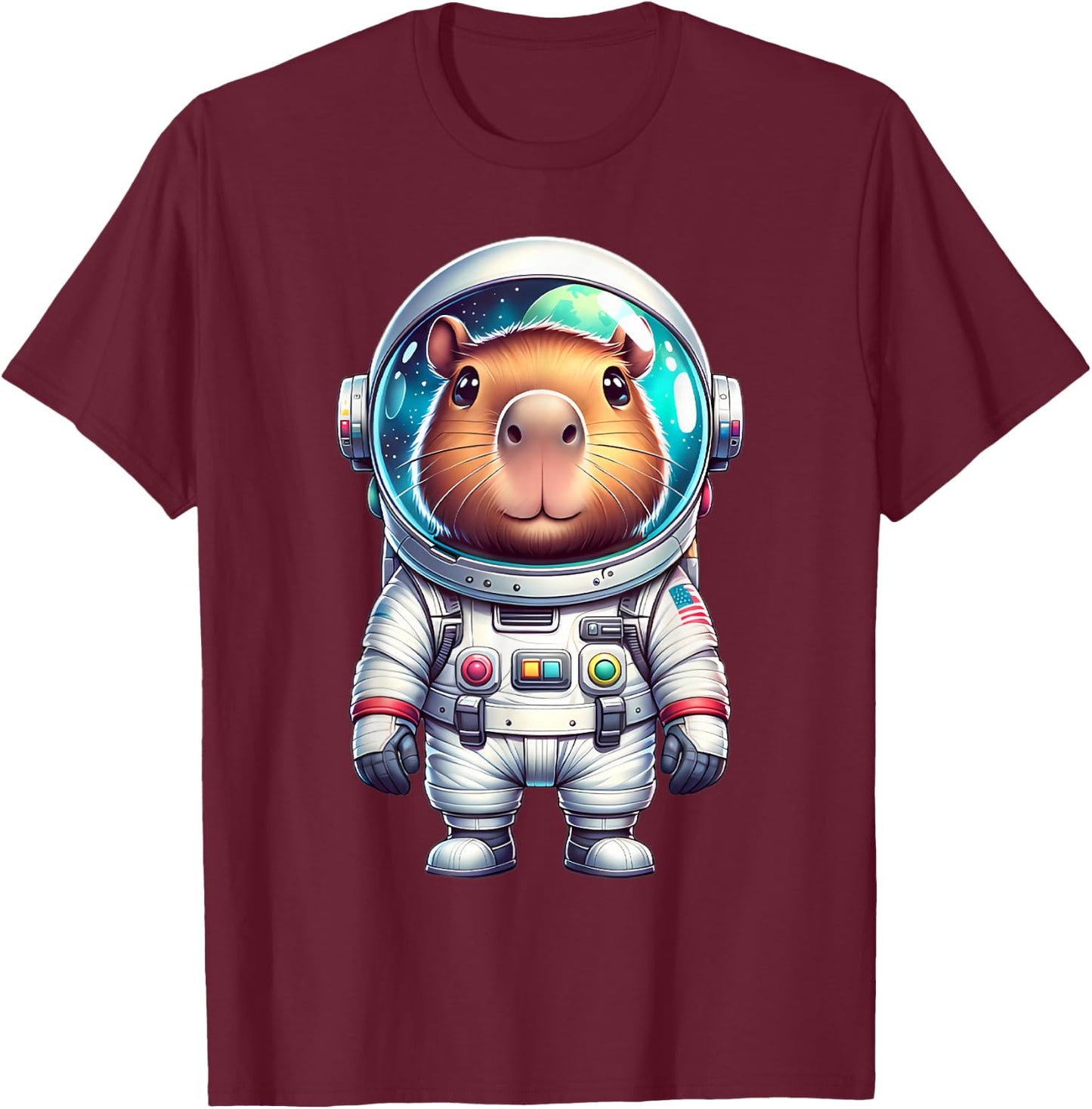 Cute Capybara Astronaut Helmet Space Men Women Kids T-Shirt - T-Shirt | Maroon