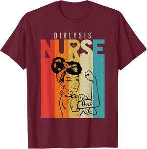 Vintage Rosie The Riveter Dialysis Nurse T-Shirt - T-Shirt | Maroon