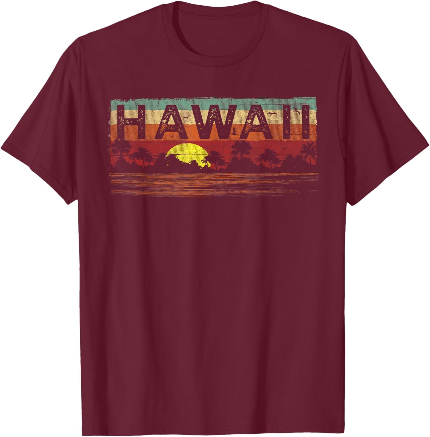 Vintage Tropical Hawaii T Shirt - Hawaiian T Shirt T-Shirt - T-Shirt | Maroon