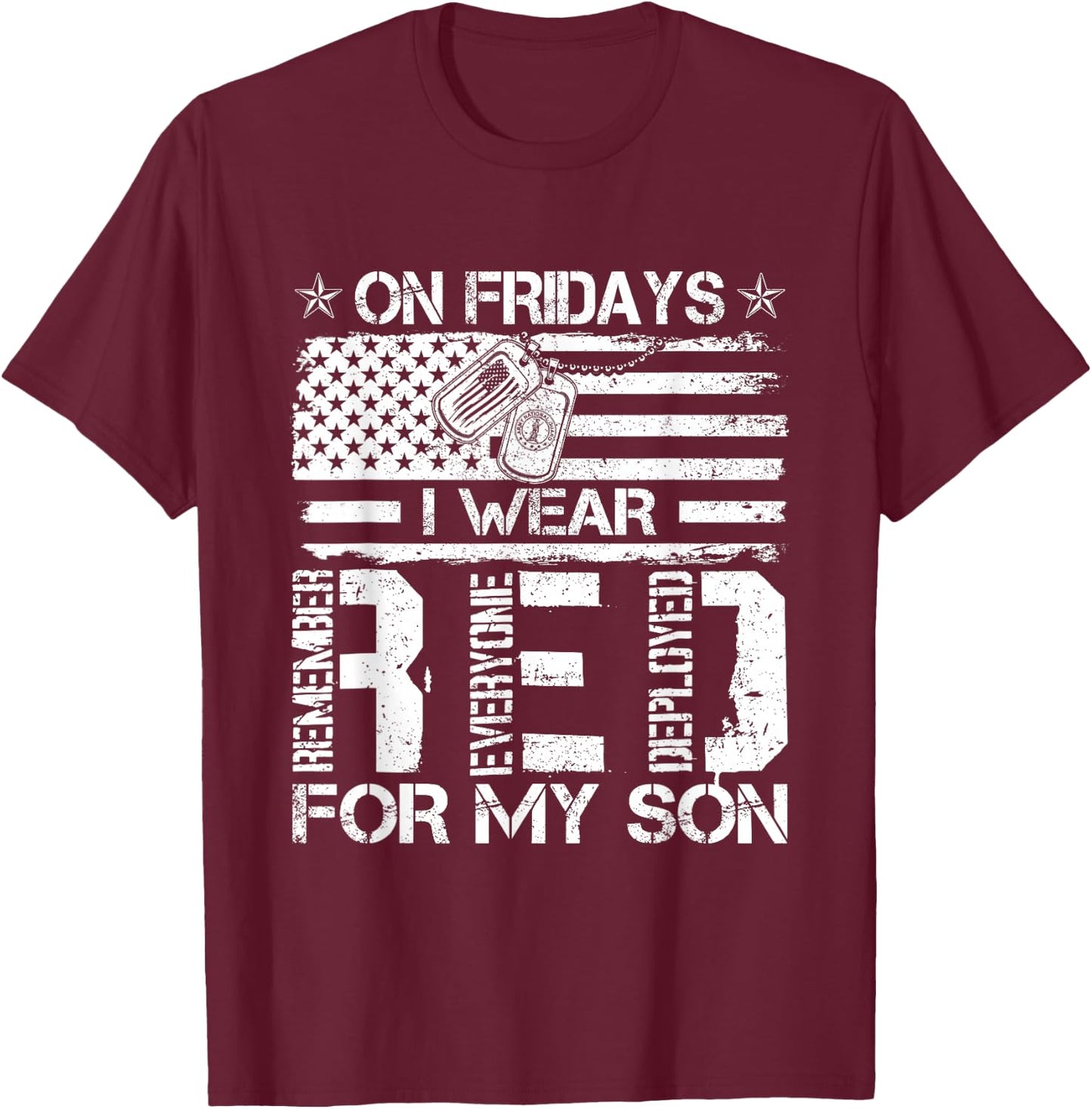 Proud Army National Guard Mom On Fridays I We Wear Red T-Shirt - T-Shirt | Maroon
