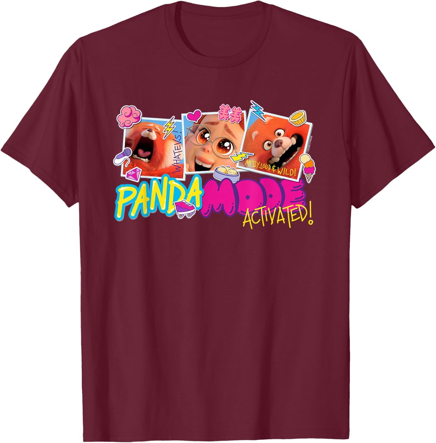 Disney and Pixar’s Turning Red Panda Mode Activated T-Shirt - T-Shirt | Maroon