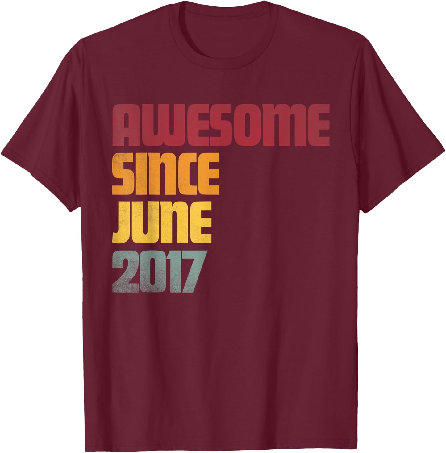 Awesome Since June 2017 9th Birthday - Vintage T-Shirt - T-Shirt | Maroon