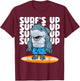 Ocean Surf's Up King of the Surfer Shark Surfer Camp Beach Women Girls Kids T-Shirt - T-Shirt | Maroon