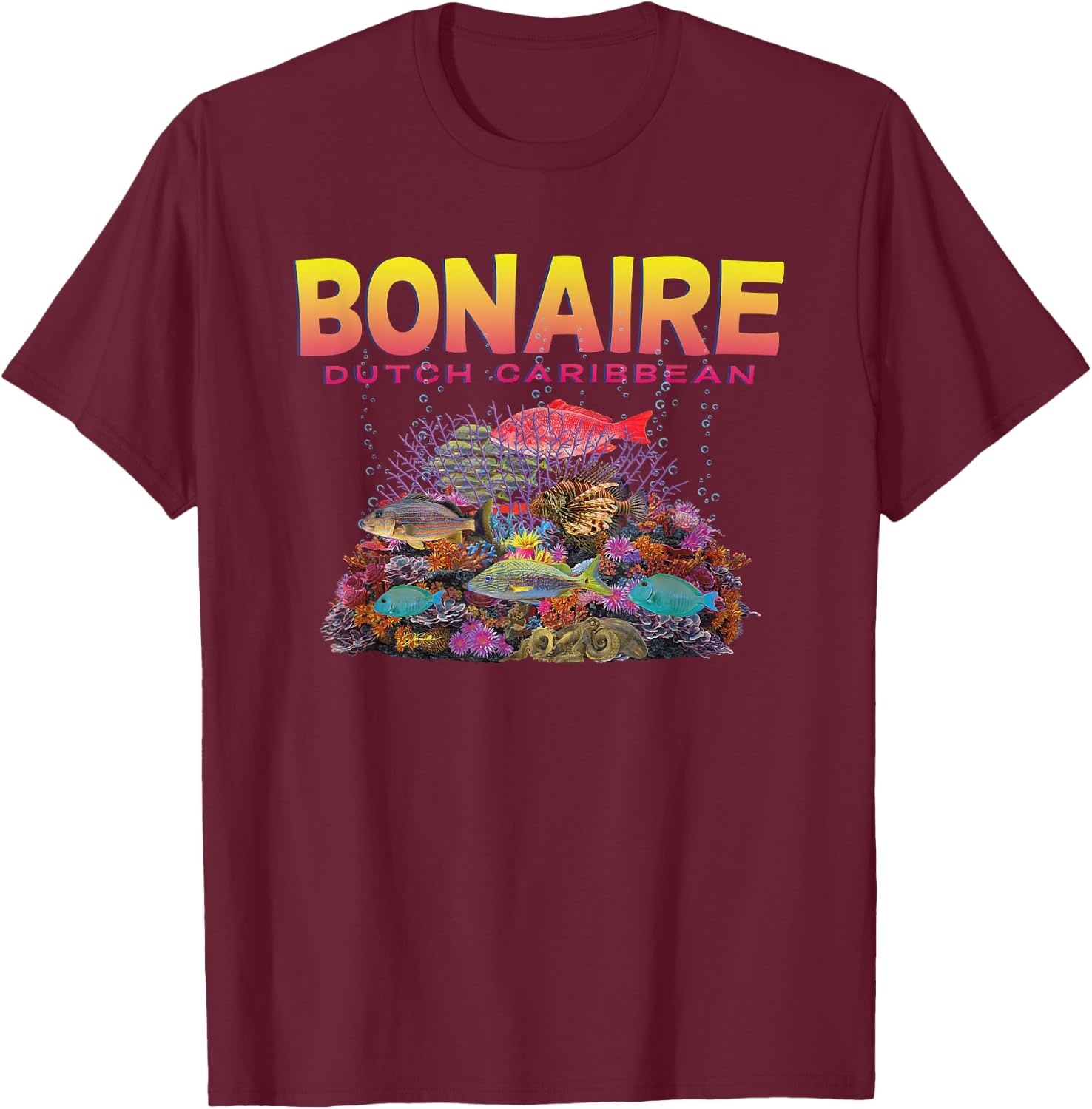 JCombs: Bonaire, Dutch Caribbean, Reef, Coral, Fish T-Shirt - T-Shirt | Maroon