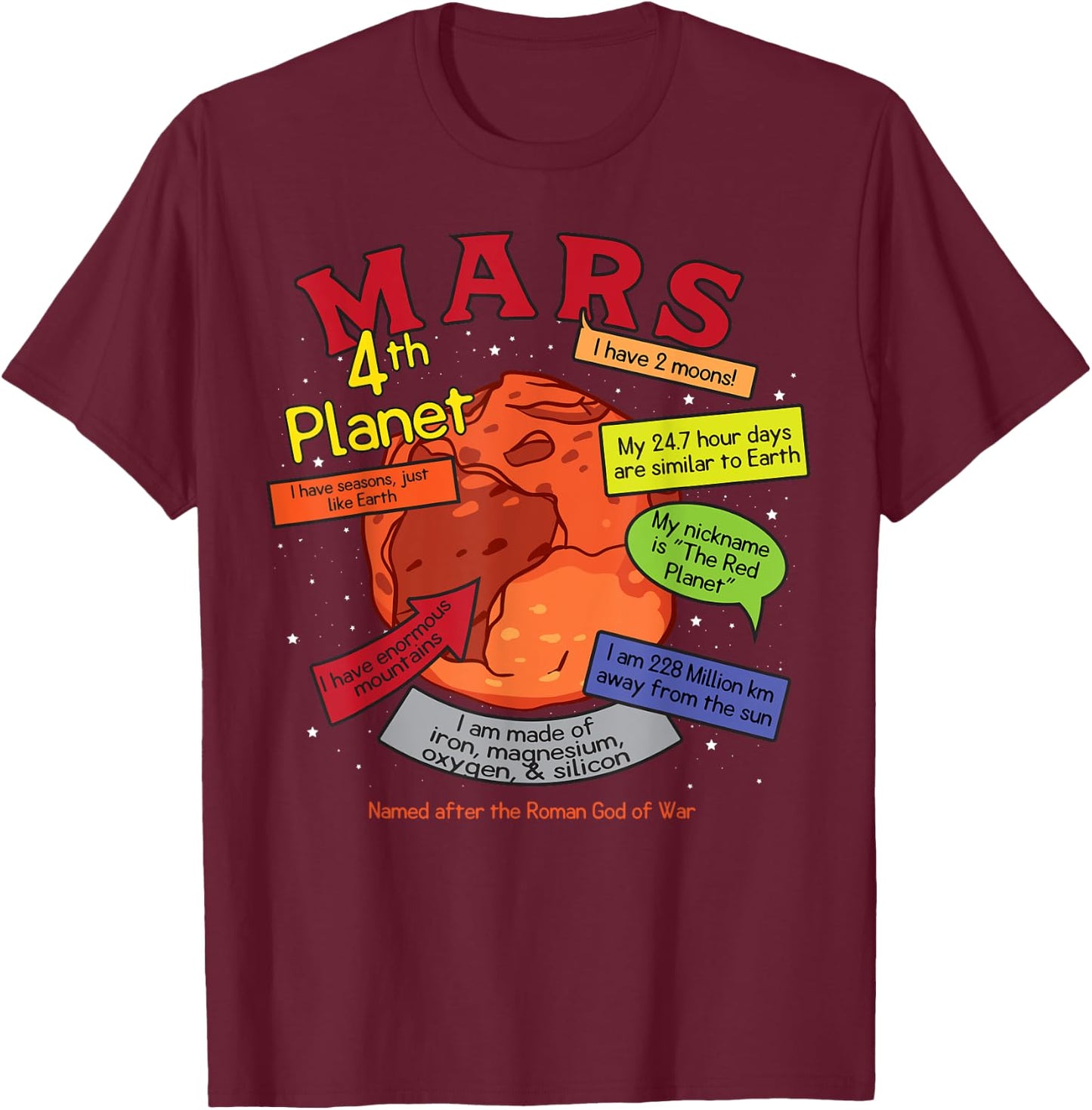 Teaching, learning, about space - Mars, planets, gift T-Shirt - T-Shirt | Maroon