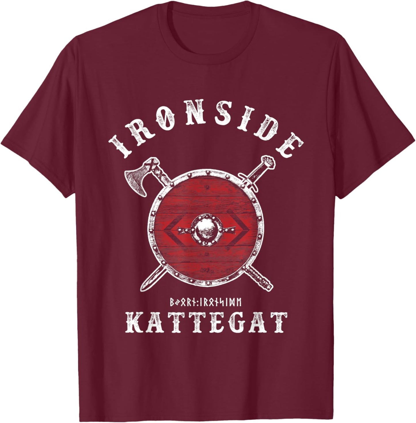 Bjorn Ironside - Kattegat Viking Shield T-Shirt - T-Shirt | Maroon