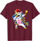 Unicorn Christmas Tree Lights Christmas Dabbing Unicorn T-Shirt - T-Shirt | Maroon