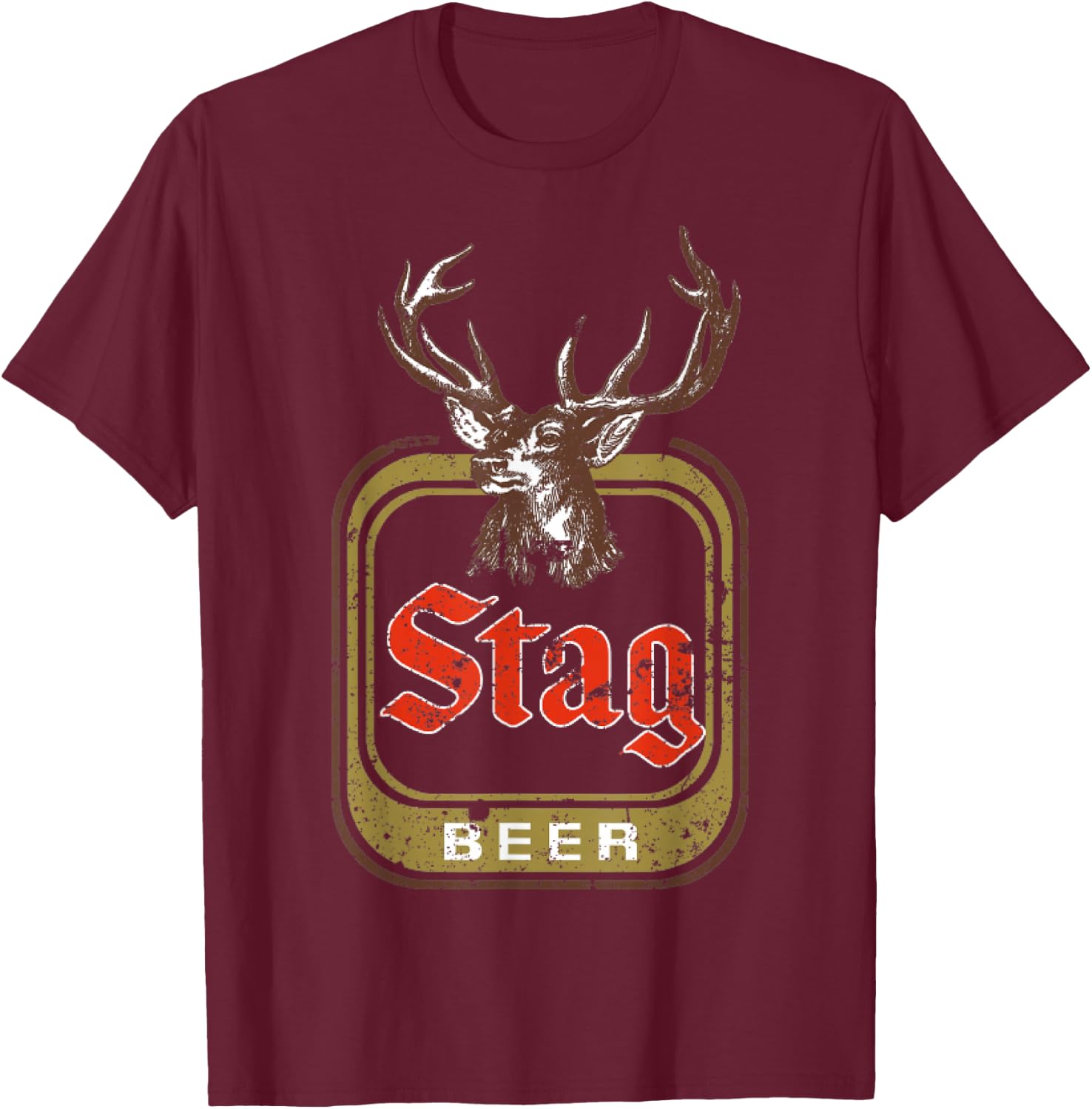 Stag Beer Vintage T-Shirt - T-Shirt | Maroon