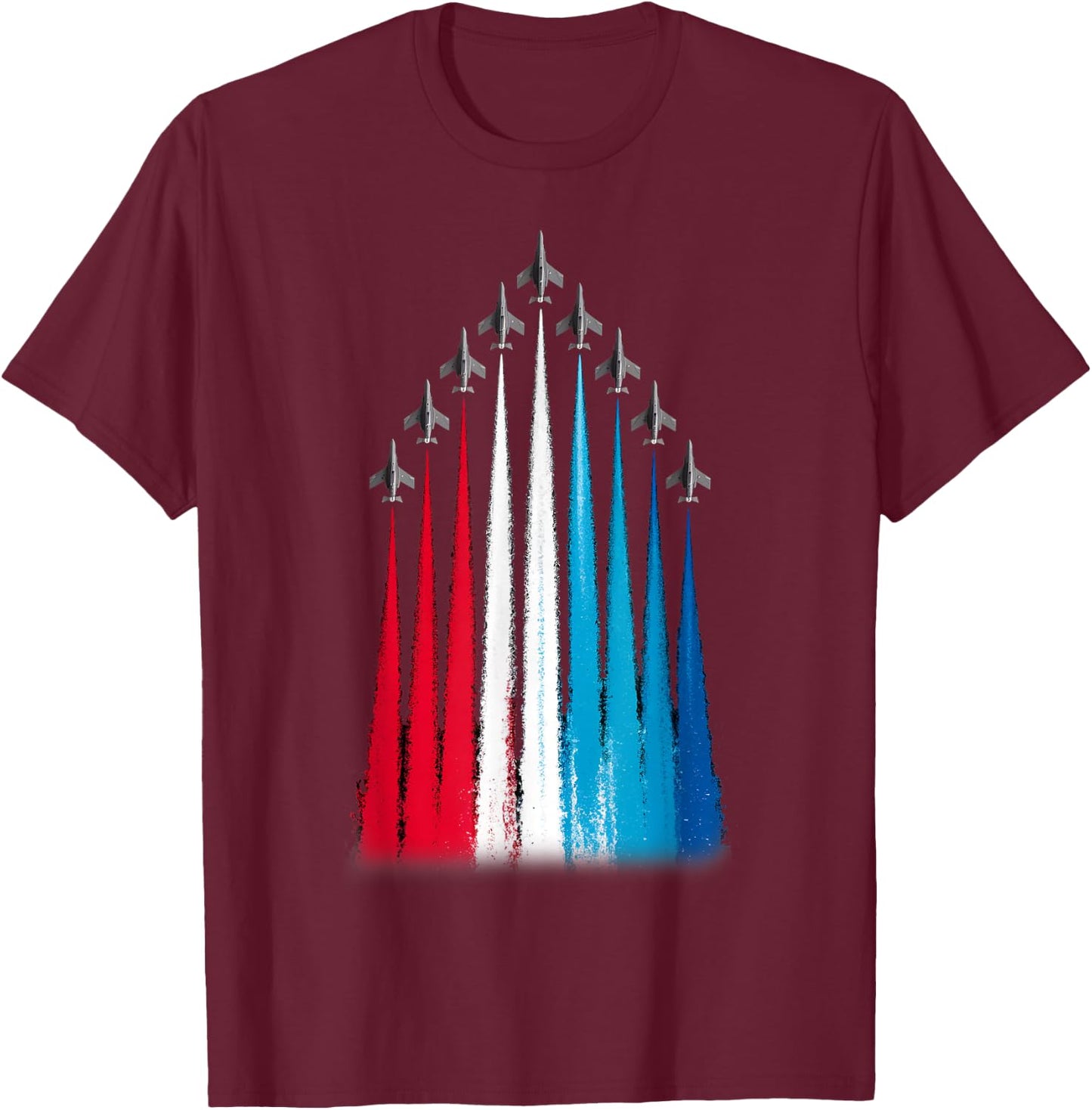 Patriotic USA Flag Fighter Jets 4th Of July T-Shirt - T-Shirt | Maroon
