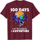 100 Days of School Astronaut Space Boys Kids 100th Day T-Shirt - T-Shirt | Maroon