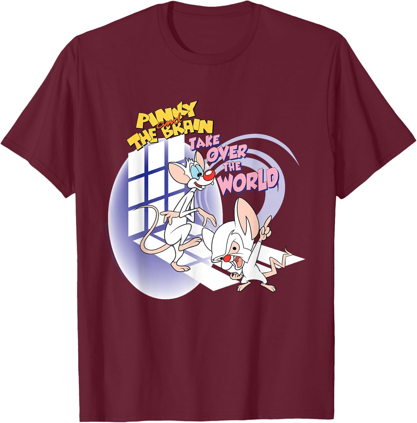 Animaniacs Pinky and The Brain Take Over The World T-Shirt - T-Shirt | Maroon