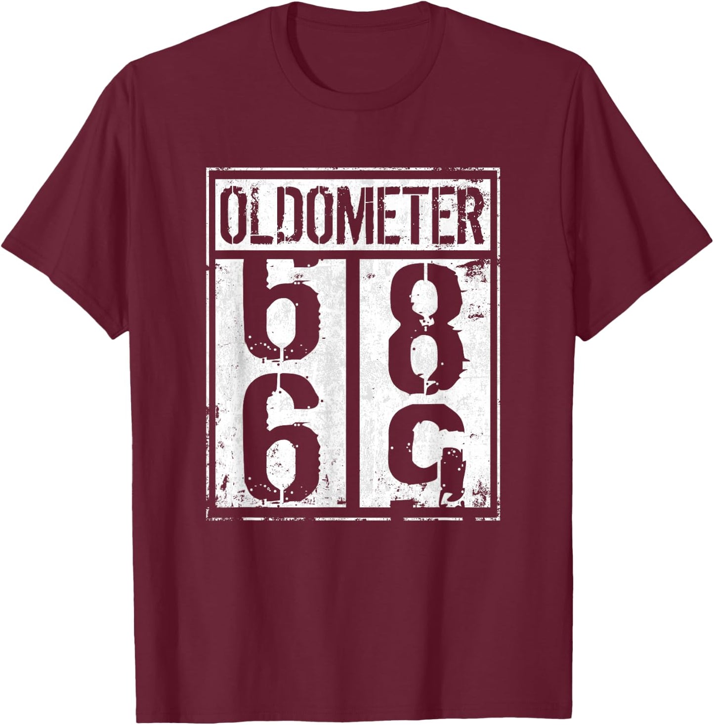 Oldometer 69th Birthday 68-69 Years Old Joke T-Shirt - T-Shirt | Maroon