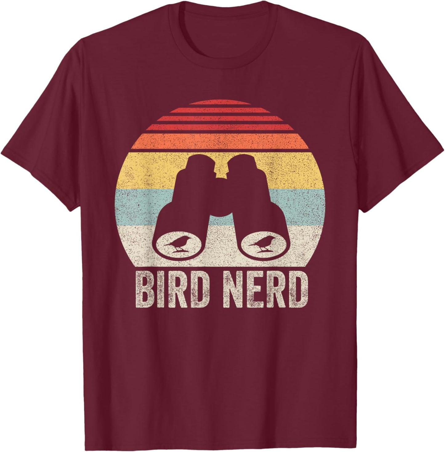 Retro Bird Nerd Shirt Birdwatcher Enthusiast Nature Animal T-Shirt - T-Shirt | Maroon