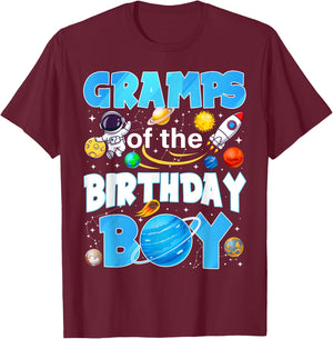 Gramps of The Birthday Boy Astronaut Space Planets T-Shirt - T-Shirt | Maroon