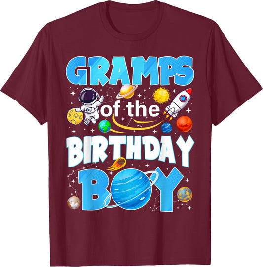 Gramps of The Birthday Boy Astronaut Space Planets T-Shirt - T-Shirt | Maroon