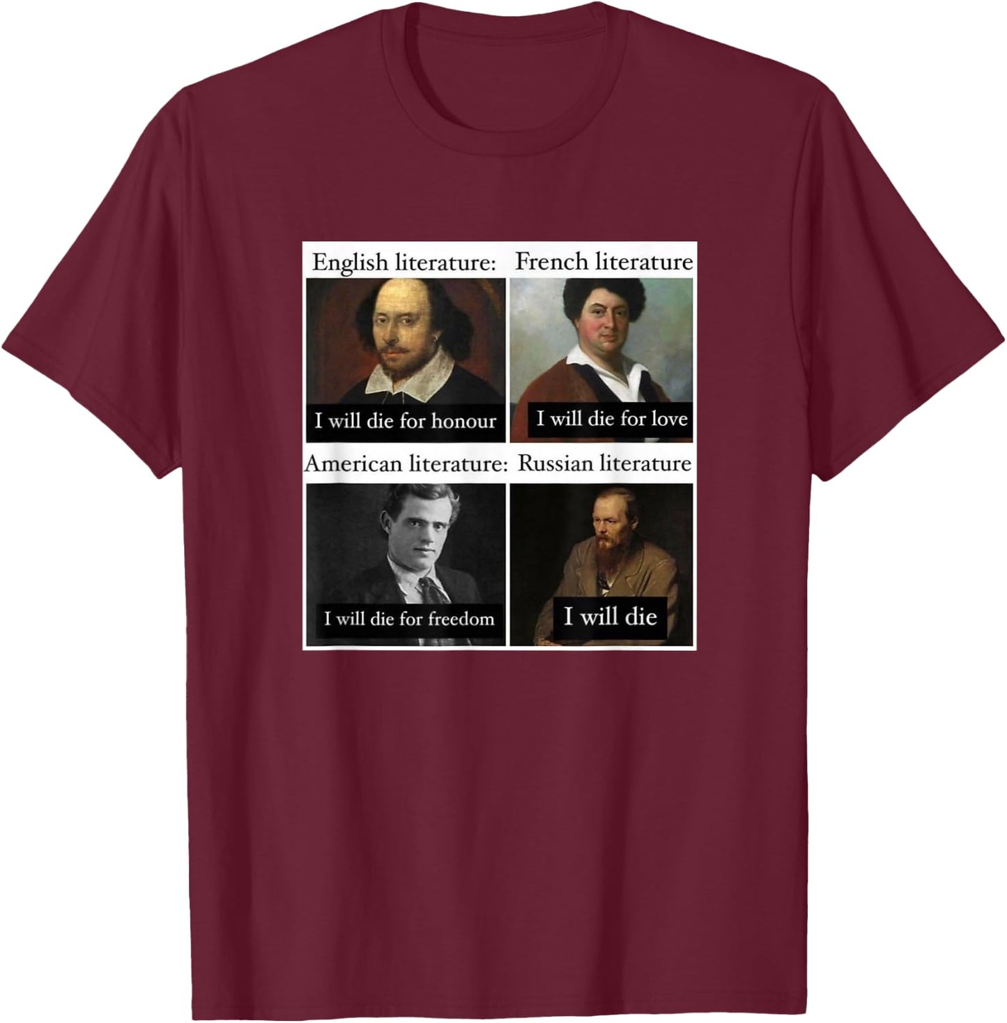 Funny Russian Literature Meme Joke English Teacher Student T-Shirt - T-Shirt | Maroon