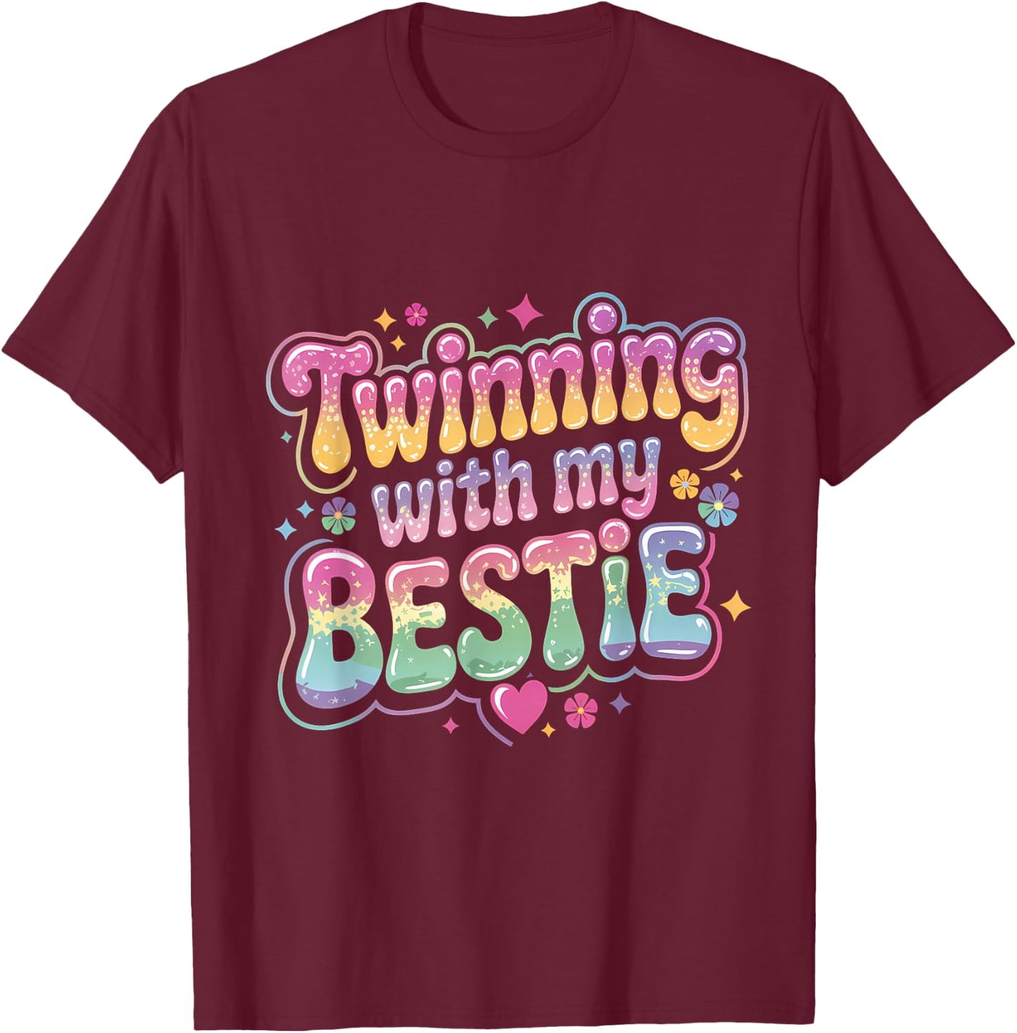 Friends Twinning With My Bestie Twins Friends Twin Matching T-Shirt - T-Shirt | Maroon