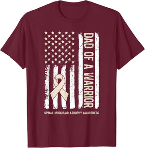 Dad Of A Warrior Spinal Muscular Atrophy SMA Family US Flag T-Shirt - T-Shirt | Maroon