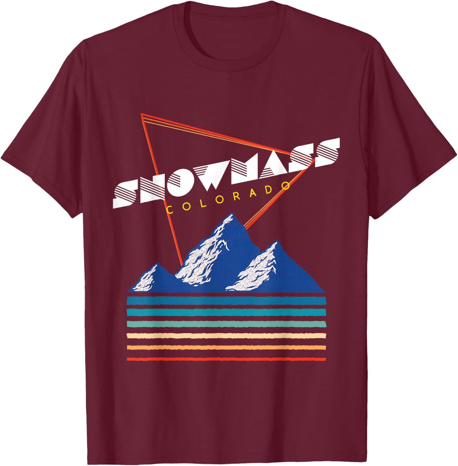 Snowmass Colorado - USA Ski Resort 1980s Retro Shirt T-Shirt - T-Shirt | Maroon