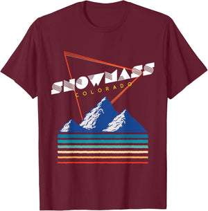 Snowmass Colorado - USA Ski Resort 1980s Retro Shirt T-Shirt - T-Shirt | Maroon