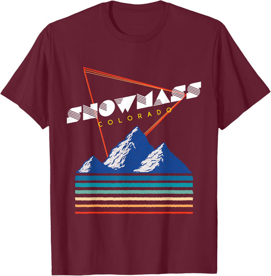 Snowmass Colorado - USA Ski Resort 1980s Retro Shirt T-Shirt - T-Shirt | Maroon