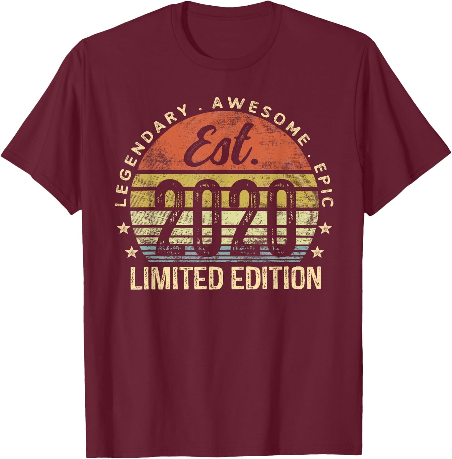 Est 2020 Limited Edition 5th Birthday Gifts 5 Year Old T-Shirt - T-Shirt | Maroon