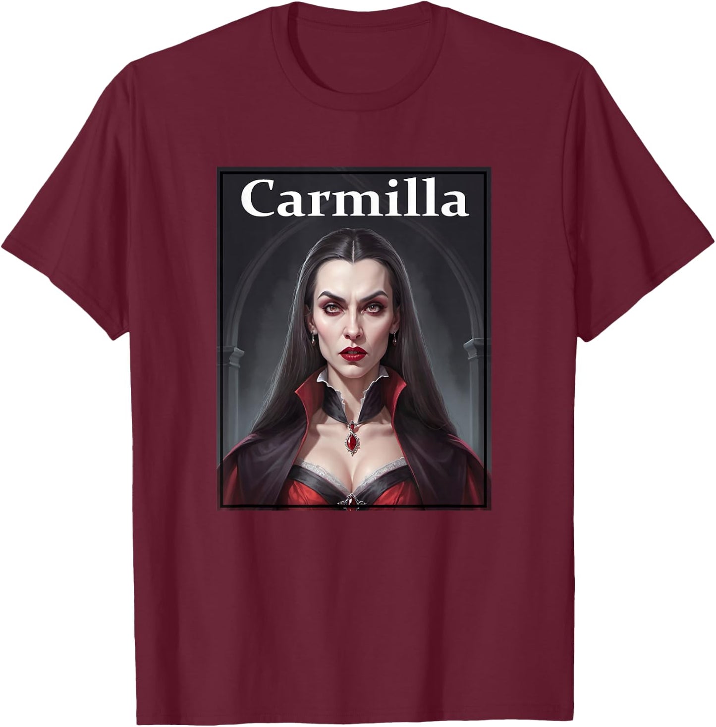 Carmilla - Gothic Vampiress Novel T-Shirt - T-Shirt | Maroon