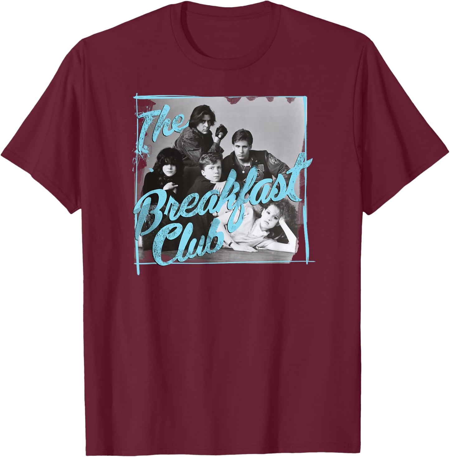 Breakfast Club Group Album Cover Distressed Graphic T-Shirt - T-Shirt | Maroon