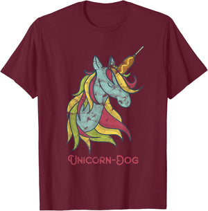 Funny Unicorn-Dog / Unicorn Dog / Unicorn Corn Dog T-Shirt - T-Shirt | Maroon