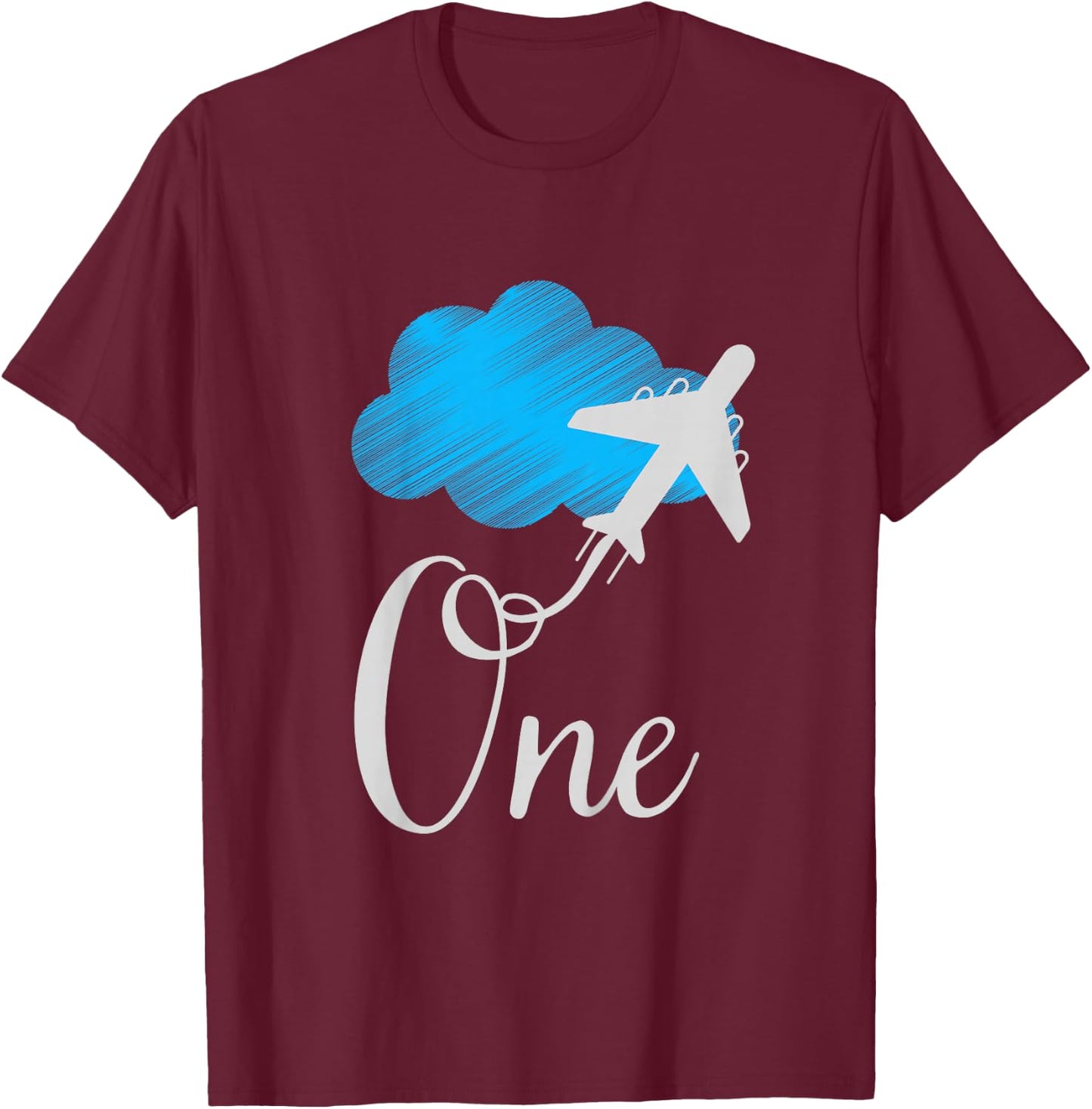 1 year old Birthday Airplane Shirt. Boy 1st birthday T-Shirt - T-Shirt | Maroon