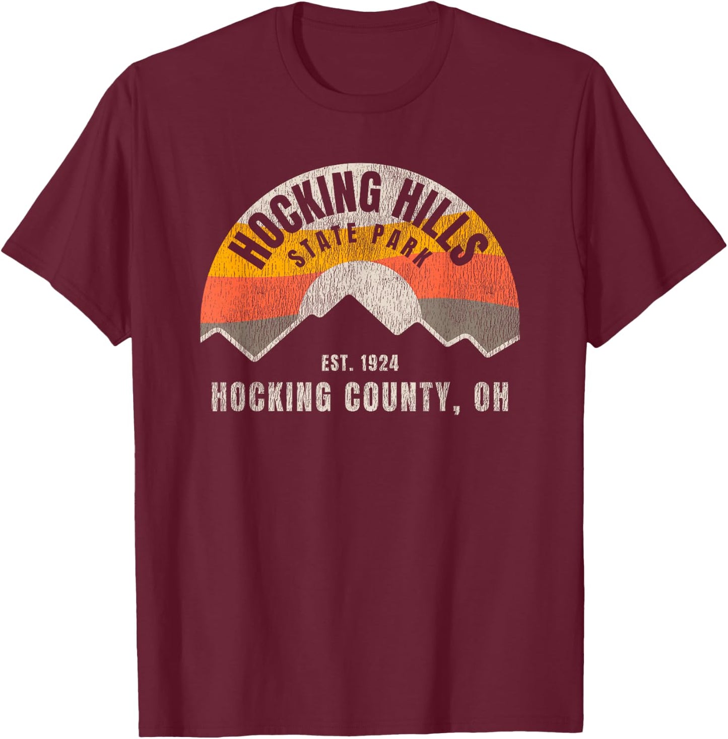 Retro Hocking Hills State Park Souvenir T-Shirt - T-Shirt | Maroon