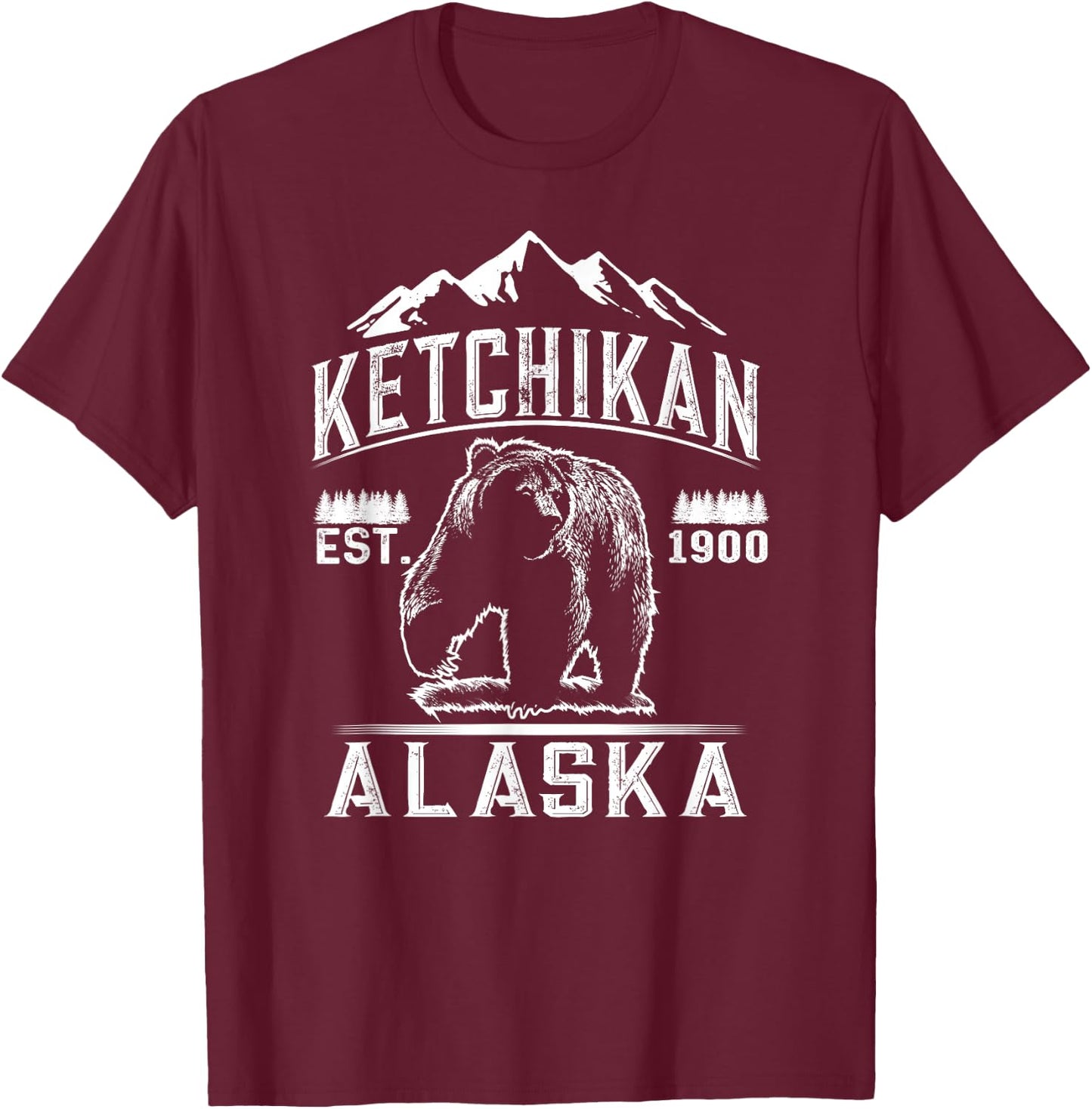 Bear Ketchikan Alaska T Shirt - Vintage Ketchikan AK Shirt T-Shirt - T-Shirt | Maroon