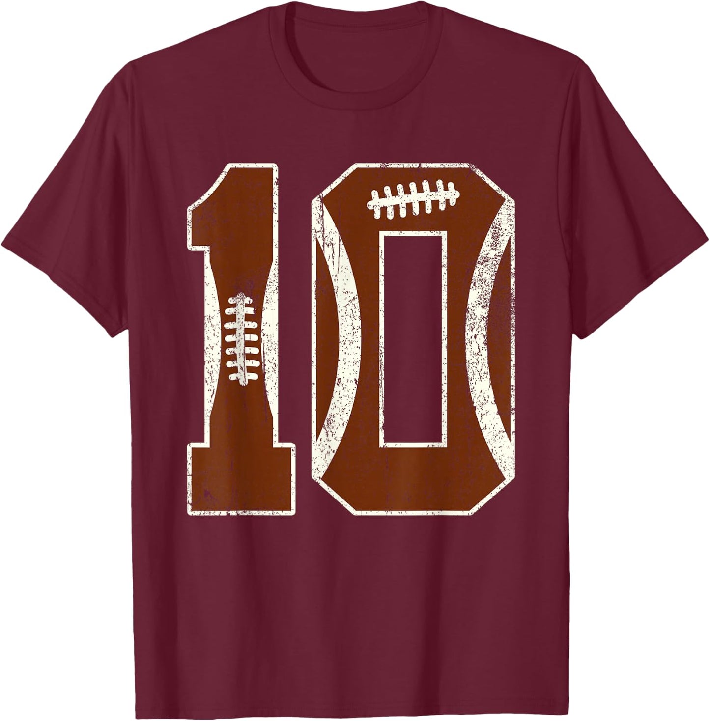 10th Birthday Football Lovers Bdy Boy 10 Year Old Girl T-Shirt - T-Shirt | Maroon