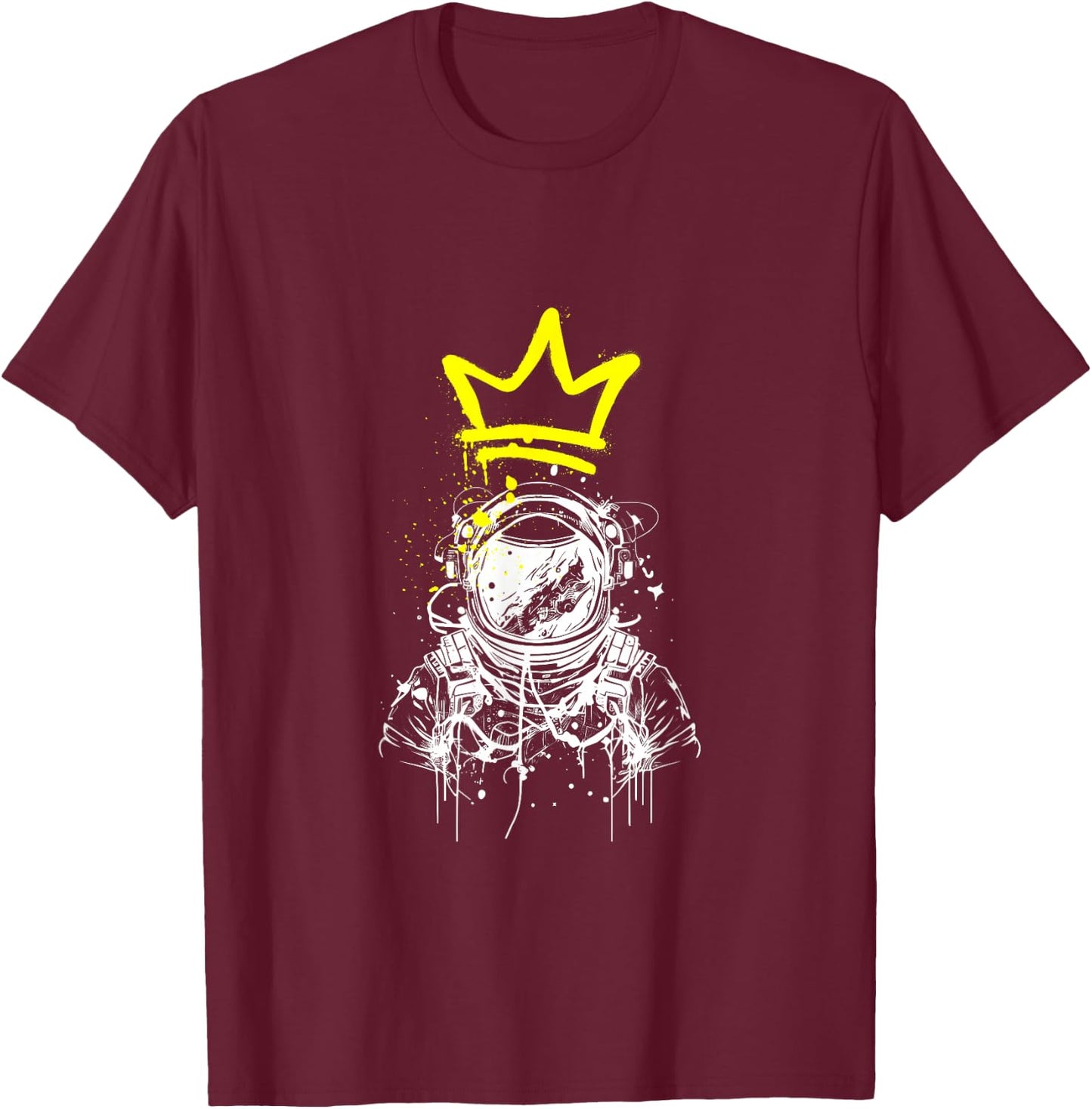 Graffiti Astronaut Crown Street Art Style Trendy Sci-Fi T-Shirt - T-Shirt | Maroon
