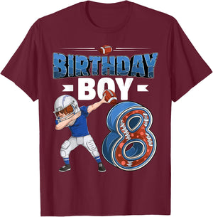 dabbing boy 8 year old American football 8th birthday T-Shirt - T-Shirt | Maroon