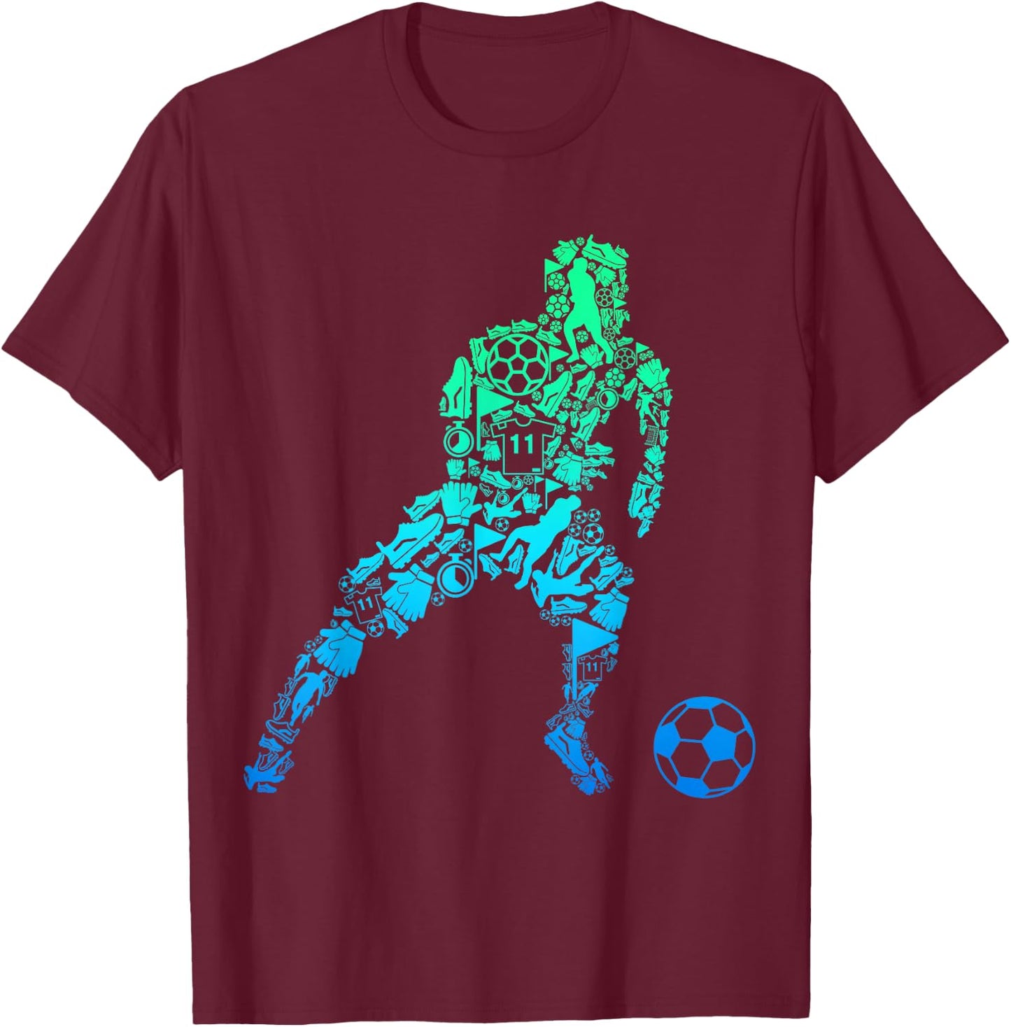 Children's Boys' Football Player T-Shirt - T-Shirt | Maroon