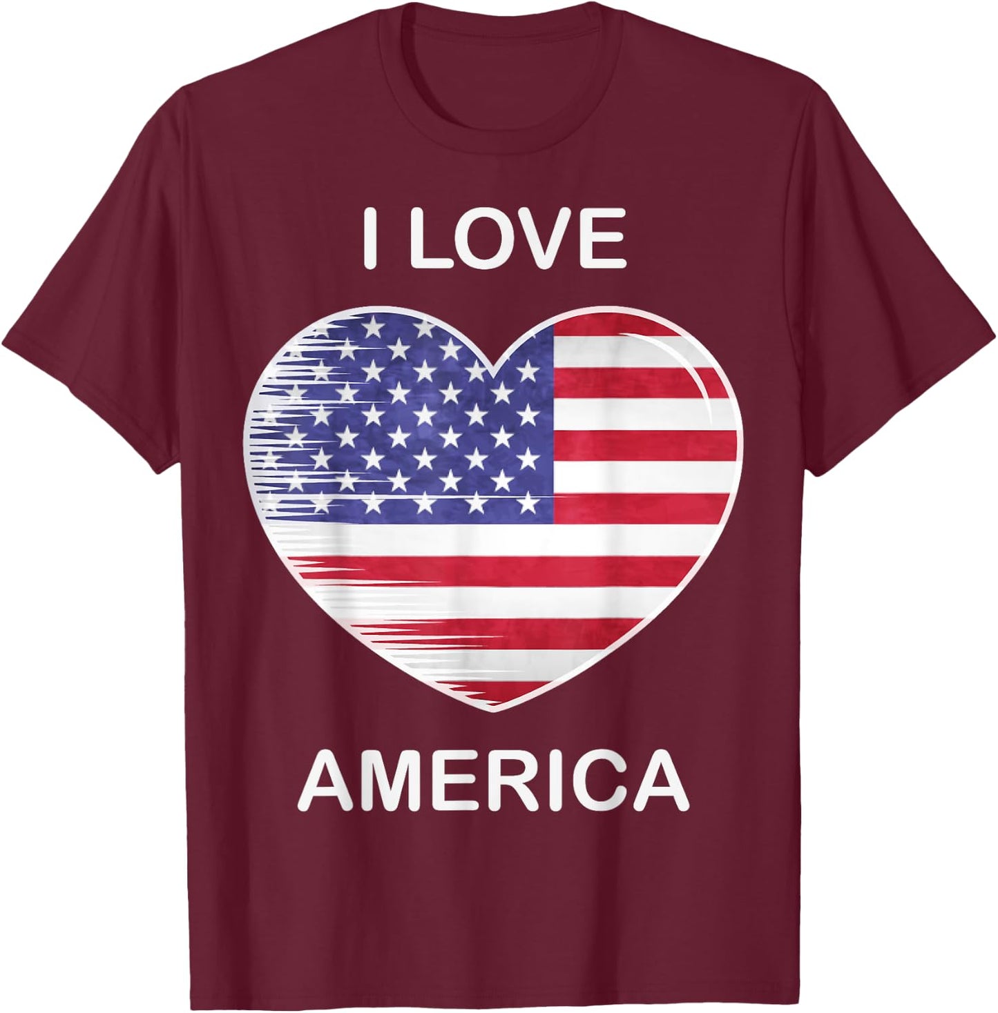 I Love America, My Home, My Country, Heart USA T-Shirt - T-Shirt | Maroon