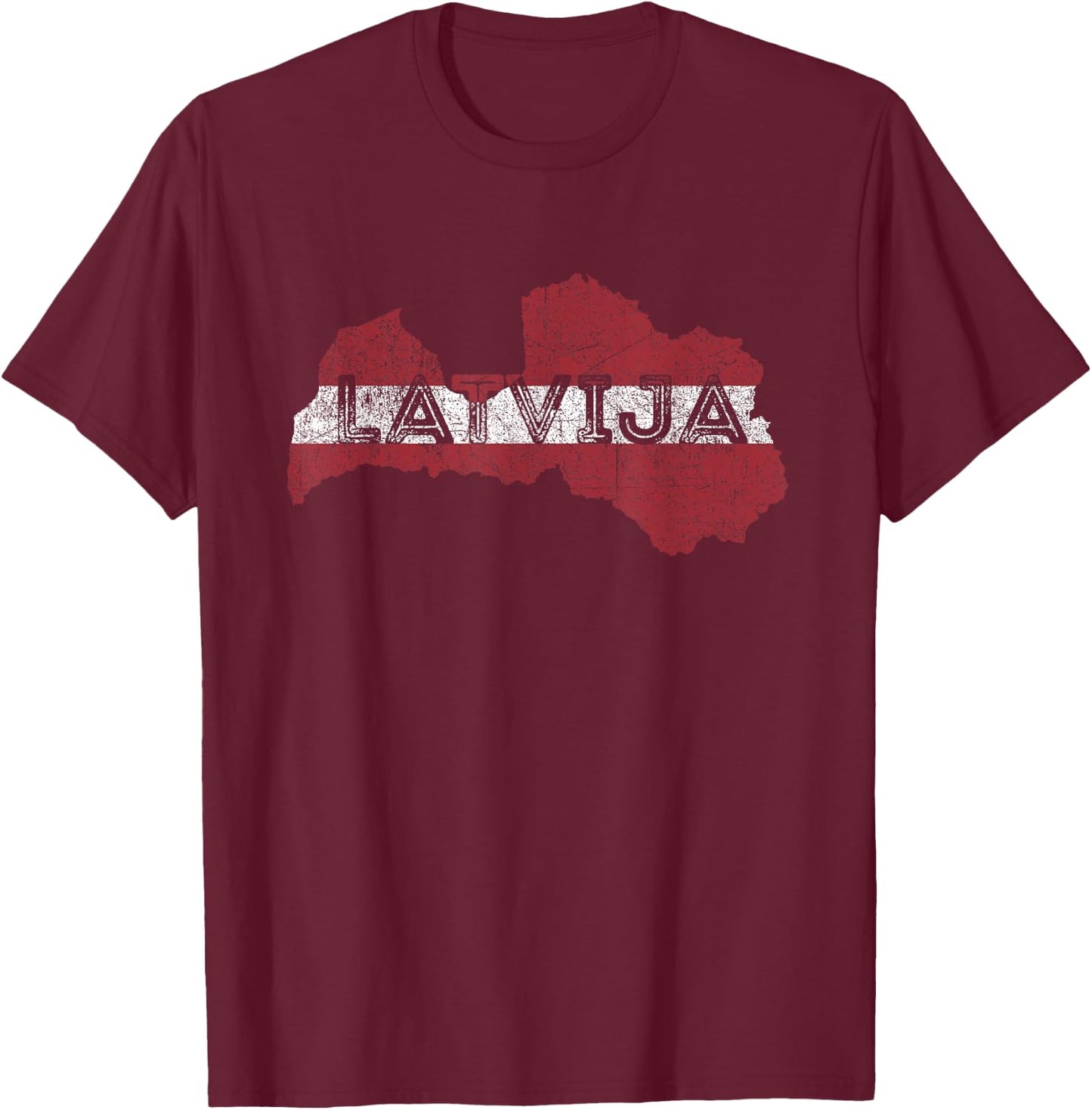 Latvian Map and Flag Souvenir - Desperate Latvija T-Shirt - T-Shirt | Maroon