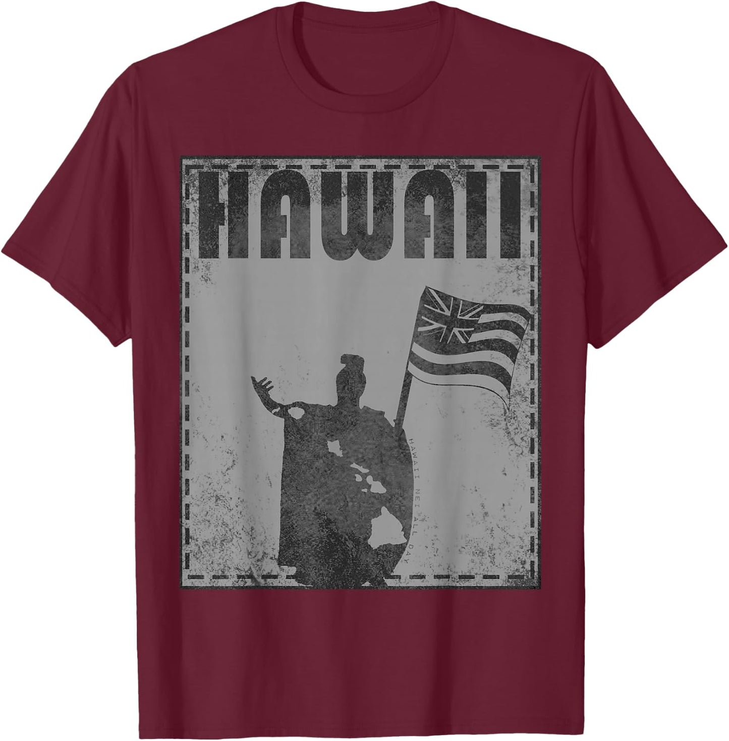 Hawaii King Kamehameha RS(black) by Hawaii Nei All Day T-Shirt - T-Shirt | Maroon