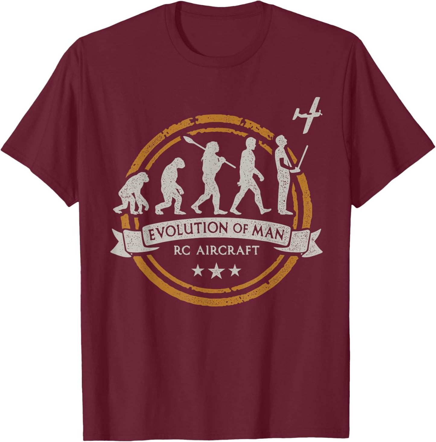 RC Aircraft Evolution of Man Airplane Funny Gift T-Shirt - T-Shirt | Maroon