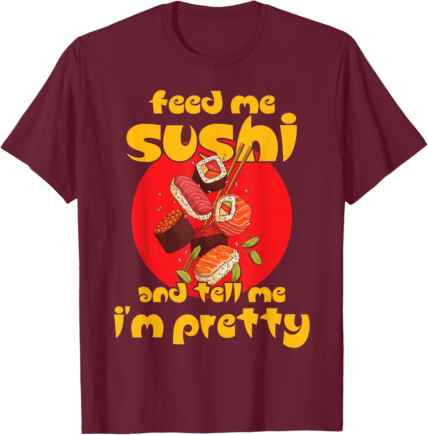 Japan sushibar diner wasabi temaki sushiman daikon T-Shirt - T-Shirt | Maroon