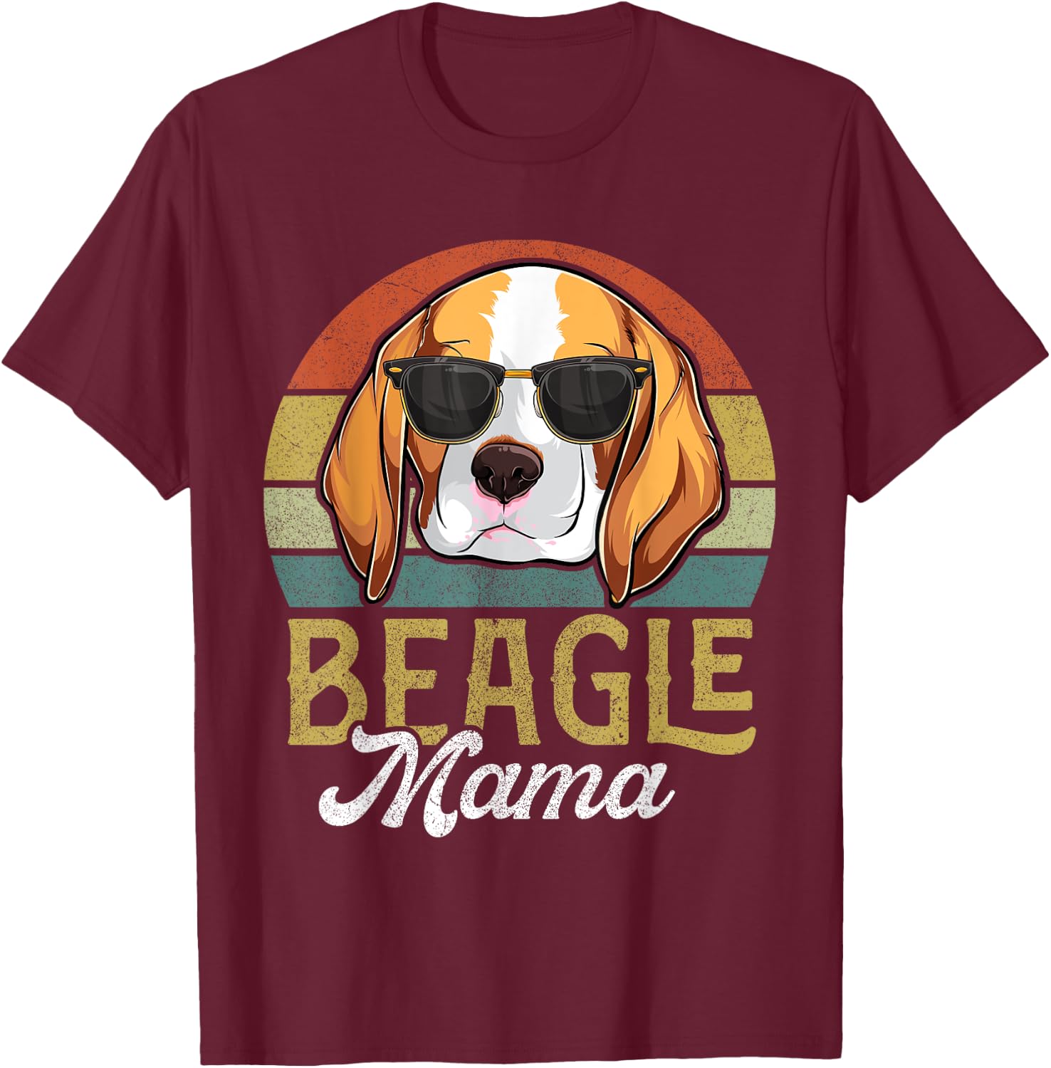 Retro Beagle Mama Shirt Women, Mothers Day Dog Mom T-Shirt - T-Shirt | Maroon