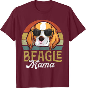 Retro Beagle Mama Shirt Women, Mothers Day Dog Mom T-Shirt - T-Shirt | Maroon