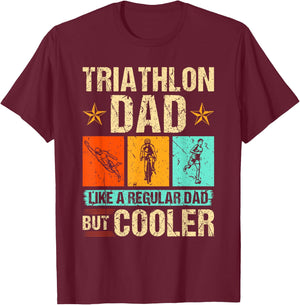 Triathlon Dad Swim Run Bike Father's Day T-Shirt - T-Shirt | Maroon