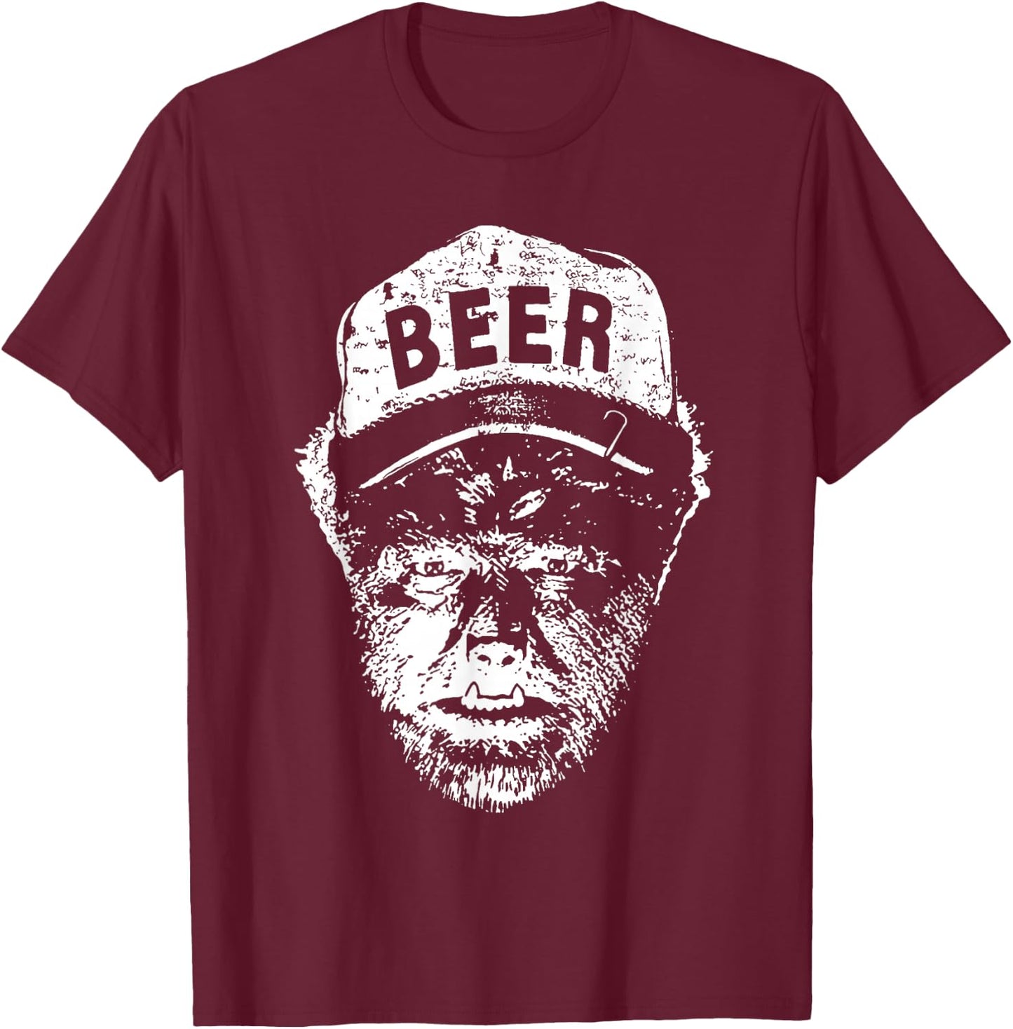 Vintage Wolfman Retro Horror Monster Werewolf Drinking Beer T-Shirt - T-Shirt | Maroon