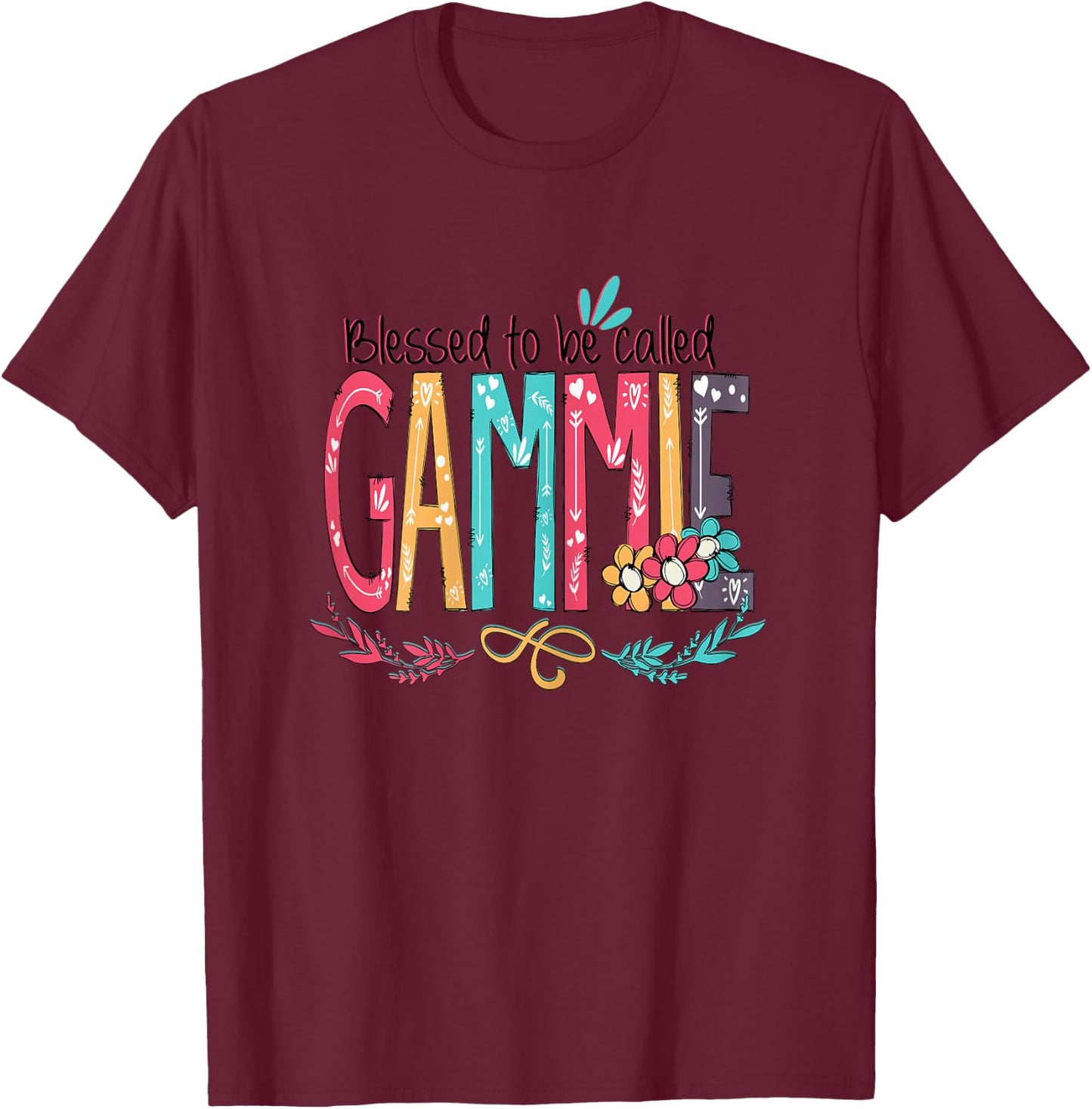 Blessed to be called Gammie Colorful Grandma Christmas Women T-Shirt - T-Shirt | Maroon